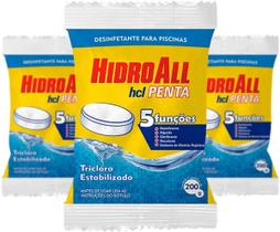 Kit 3 Pastilhas Tabelete Cloro Hcl Penta Hidroall Tratamento Piscina