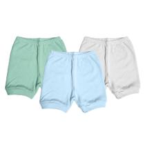 Kit 3 pç Shorts Bebê Básico Liso Menino Menina Verão Enxoval