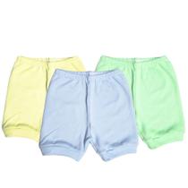 Kit 3 pç Shorts Bebê Básico Liso Menino Menina Verão Enxoval