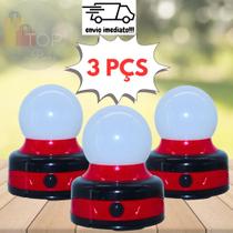 Kit 3 Pçs Abajur Luminária De Led Com Imã A Pilha Multiuso Lanterna