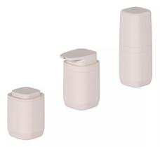 Kit 3 Pçs Banheiro Dispenser Porta Escova / Algodão Aura Ou