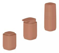 Kit 3 Pçs Banheiro Dispenser Porta Escova / Algodão Aura Ou