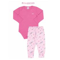 Kit 3 Pçs Bebê Menina Florzinha Rosa Chiclete Marlan Baby Kit 3 Pçs Bebê Menina Florzinha Rosa Chiclete Marlan Baby
