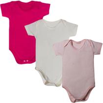 Kit 3 Pçs Body Infantil 1 A 3 Anos Liso 100% Algodão Menina Kit 3 Pçs Body Infantil 1 A 3 Anos Liso 100% Algodão Menina