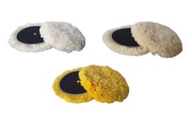 KIT 3 PCS BOINA LÃ POLIMENTO 5 POLEGADAS COM tiras autocolantes