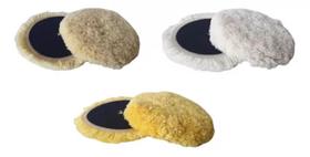 Kit 3 Pcs Boina Lã Polimento 6 Polegadas Com tiras autocolantes