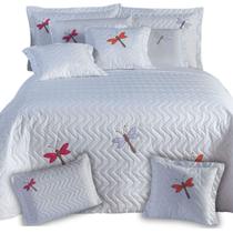 Kit 3 Pçs Cobre Leito Casal Queen Libélula Bordado Kit 3 Pçs Cobre Leito Casal Queen Libélula Bordado