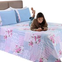 Kit 3 Pçs Cobre Leito Colcha Casal Queen Bel Estilo e Conforto Kit 3 Pçs Cobre Leito Colcha Casal Queen Bel Estilo e Conforto