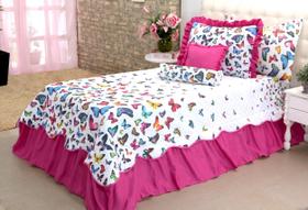 Kit 3 Pçs Cobre Leito Colcha Solteiro Belize com Babados
