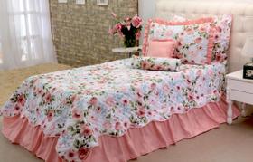 Kit 3 Pçs Cobre Leito Colcha Solteiro Belize com Babados