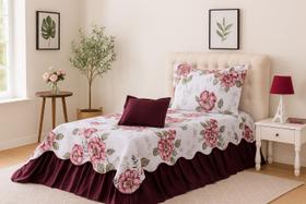 Kit 3 Pçs Cobre Leito Colcha Solteiro Belize com Babados