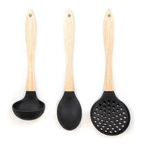 Kit 3 Pçs Concha Escumadeira Colher Silicone Cabo Madeira - Art House Kit 3 Pçs Concha Escumadeira Colher Silicone Cabo Madeira - Art House