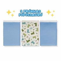 Kit 3 Pçs Fronha Para Bebê 30 X 40Cm Masculino Fofossauro