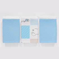 Kit 3 Pçs Fronha Para Bebê 30X40 100% Algodão Ovelinha Azul
