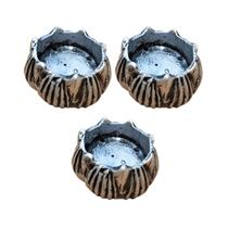 Kit 3 Pçs Incensario Porta Vela Flor De Lótus Prata