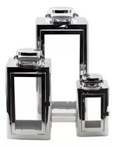 Kit 3 Pçs Lanterna Marroquina Aço Prata Inoxidável 45X21 Kit 3 Pçs Lanterna Marroquina Aço Prata Inoxidável 45X21