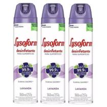 Kit 3 pçs lysoforme 360ml lavanda desinfetante superfícies