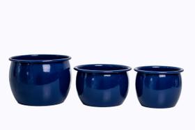 Kit 3 Pçs P,m,g Cachepôs Estilo Caldeirão Em Alumínio/bege