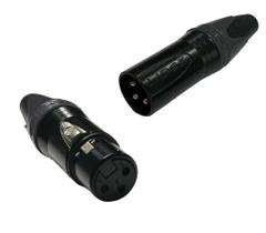 Kit - 3 pçs plug xlr femea + 3 pçs plug xlr macho preto