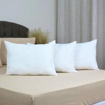 Kit 3 Pçs Travesseiro Adulto Pluma de Ganso Micropercal 200 Fios Macio 600gr