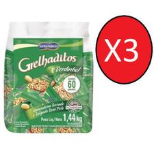 Kit 3 Pct Amendoim Grelhaditos s/ pele Santa Helena 60x24g - 1,440KG