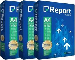 Kit- 3 pct de folha a4 branca report (1500 folhas)