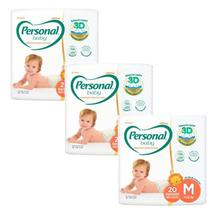 Kit 3 pct Fralda Personal Premium Protection Tam. M 3x20un