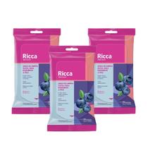 Kit 3 pct Lenços de Limpeza Facial Antioxidante Pele Mista Blueberry e Probióticos Ricca 25und