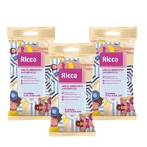 Kit 3 pct Lenços Umedecidos Antissépticos Ricca Fragrância Refrescante c/ 10un