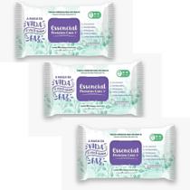 Kit 3 Pct Toalha Umedecida P/Adulto Geriátrico Essencial Premium Care 48 Unidades