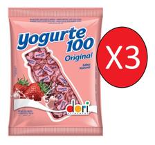 Kit 3 Pcts Bala De Yogurte 100 Original - 500g Dori