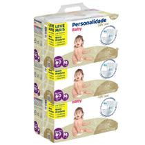 Kit 3 Pcts Fraldas Personalidade Baby Total Care Bag Tam M - Total 180 Unidades Kit 3 Pcts Fraldas Personalidade Baby Total Care Bag Tam M - Total 180 Unidades