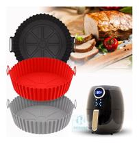 Kit 3 Peça Bandeja Redonda de Silicone Antiaderente para Air Fryer