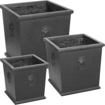 KIT 3 Peça Cachepô Vaso Decorativo Para Planta Fibra Preto Hanoy