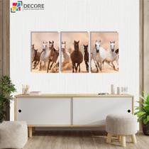 Kit 3 Peças 40x60 Mdf Quadros Decorativos Animais Cavalos