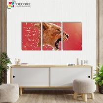 Kit 3 Peças 40x60 Mdf Quadros Decorativos Leão Geométrico