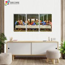 Kit 3 Peças 40x60 Quadros Decorativos Santa Ceia Religioso