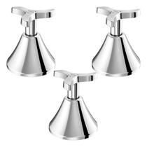 Kit 3 Peças Acabamento Registro Base Deca Nova Pertutti 3/4 Cromado Prateado