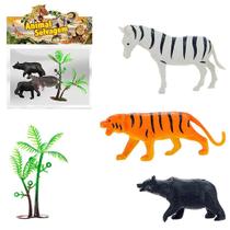 Kit 3 Peças Animais Selvagens Plástico Miniatura Pequena Zoológico e Acessórios - Art Brink
