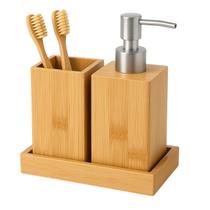 Kit 3 peças Banheiro Bambu luxo porta sabonete Escova dente