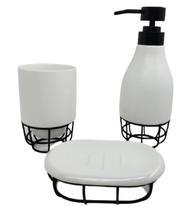 Kit 3 Peças Banheiro Lather De Cerâmica Suporte Wincy-Branco