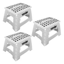 Kit 3 Peças Banqueta Plástica Dobrável Com Alça 22cm Vonder