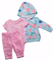 Kit 3 peças blusa de frio 3 meses carters menina - baby