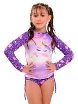 Kit 3 Peças Blusa Pro Uv 50 + Biquíni + Top Infantil Juvenil