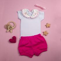 Kit 3 peças Body Bordado Borboleta Tapa Fraldas Faixinha para Cabelo RN ao G Malha Algodão Kit 3 peças Body Bordado Borboleta Tapa Fraldas Faixinha para Cabelo RN ao G Malha Algodão