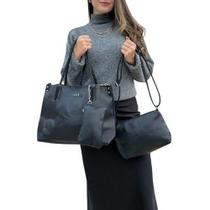 Kit 3 Peças Bolsa Feminina Estilo Tote - Preta