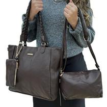 Kit 3 Peças Bolsa Feminina Marrom Grande e Média Necessarie