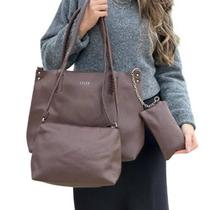 Kit 3 Peças Bolsa Feminina Marrom Grande Média + Necessarie Kit 3 Peças Bolsa Feminina Marrom Grande Média + Necessarie