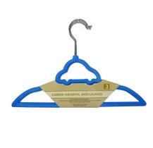 Kit 3 peças cabide infantil aveludado azul - cleanhome Kit 3 peças cabide infantil aveludado azul - cleanhome