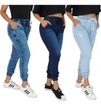 Kit 3 Peças Calça Feminina Jeans Joguer Punho